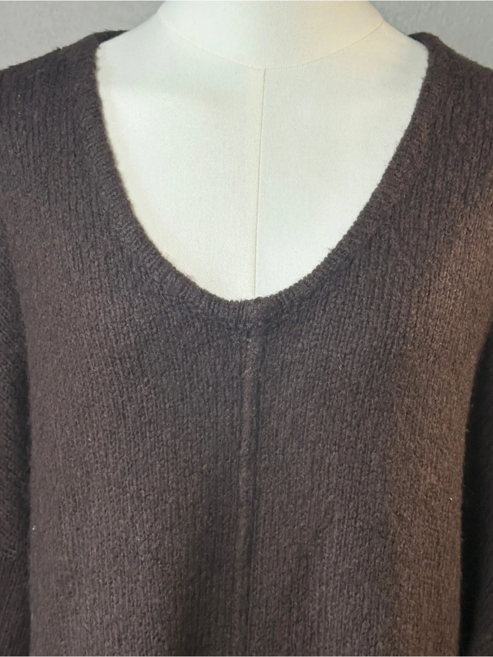 Coldwater Creek Brown Wool Blend V-Neck  Long Sleeve Sweater Plus Size 1X